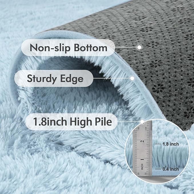 6x9 Ft Large Shag Rugs for Living Room Decor, Ultra Soft Fluffy Furry Area Rugs for Bedroom Indoor Floor, Aesthetic Carpet for Kids Home (Light Blue)