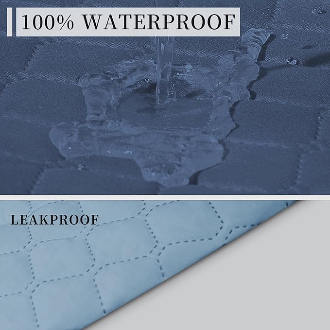 ISSUNTEX Double Protection 100% Waterproof Loveseat Covers for Living Room, Couch Covers for 2 Cushion Couch Sofa, Reversible Furniture Protector Sofa Cover for Dogs (Loveseat, Dark Blue/Light Blue)