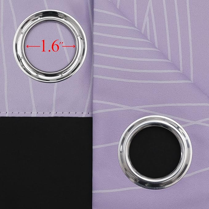 Estelar Textiler Lilac and Greyish White Blackout Curtains 45 Inch Length, Light Blocking Gradient Drapes for Kitchen, Thermal Insulated Grommet Ombre Curtains for Bathroom,52Wx45L,2 Panels