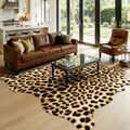 AROGAN Western Decor Faux Fur Leopard Rug, 8 x 10 Feet Premium Animal Skin Leopard Hide Rug, Sturdy Cheetah Print Rugs for Wall Decor, Western Floor Carpet for Bedroom Living Room, Black and Gold