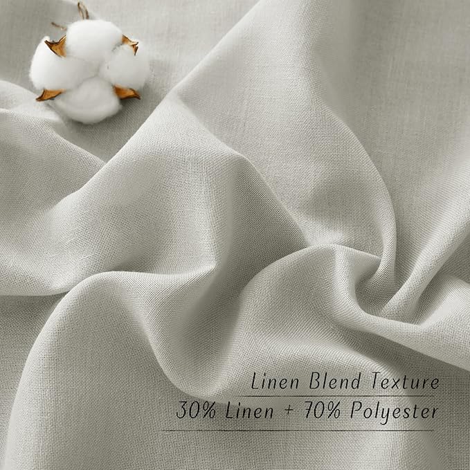 NICETOWN Linen Flax Semi Sheer Curtains 94" Length, Grommet Window Treatments Privacy Added with Light Penetration Vertical Drapes for Loft/Home Office, Gray, W55 x L94, 2 Panels