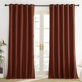 NICETOWN 100% Absolutely Blackout Linen Curtains with Thermal Insulated Liner, 62" Wide, 2 Panels, 102" Long Drapes, Grommet Retro Burnt Orange Linen Curtains Vertical Drapes Privacy for Bedroom