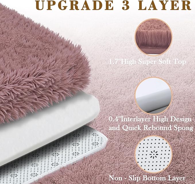 Rugs for Living Room 5x8, Alfombras para Salas Shag Large Plush Soft Area Rug, Shaggy Carpets for Bedroom, Kids Boys Girls Home Decor Aesthetic(Blush, 5 x 8)