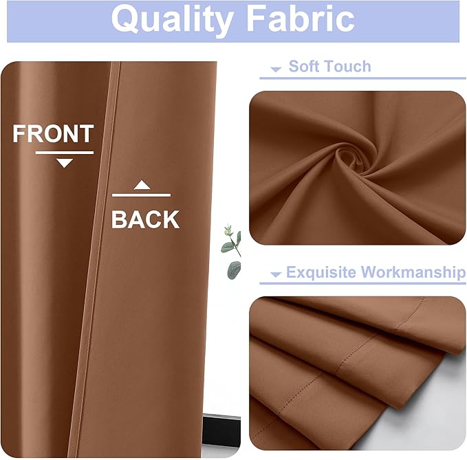 Simplebrand Ava Sun Baked Blackout Curtains for Bedroom 90 Inches Long 2 Panels Set, Solid Privacy Energy Saving Living Room Window Treatment Curtains Blackout Drapes, W40 x L90 Inch, Sun Baked