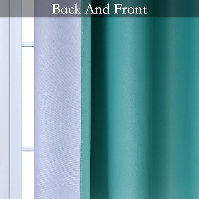 SimpleHome Ombre Room Darkening Curtains for Living Room, Light Blocking Gradient Teal to Grey White Thick Thermal Insulated Grommet Window Curtains/Drapes for Bedroom, 2 Panels, 52x72 inches Length