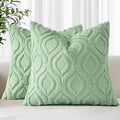 decorUhome Throw Pillow Covers 26x26 Inch Set of 2, Soft Plush Faux Wool Sage Green Solid Couch Pillow Covers, Accent Euro Sham Farmhouse Neutral Square Pillow Cases for Sofa Bed Living Room