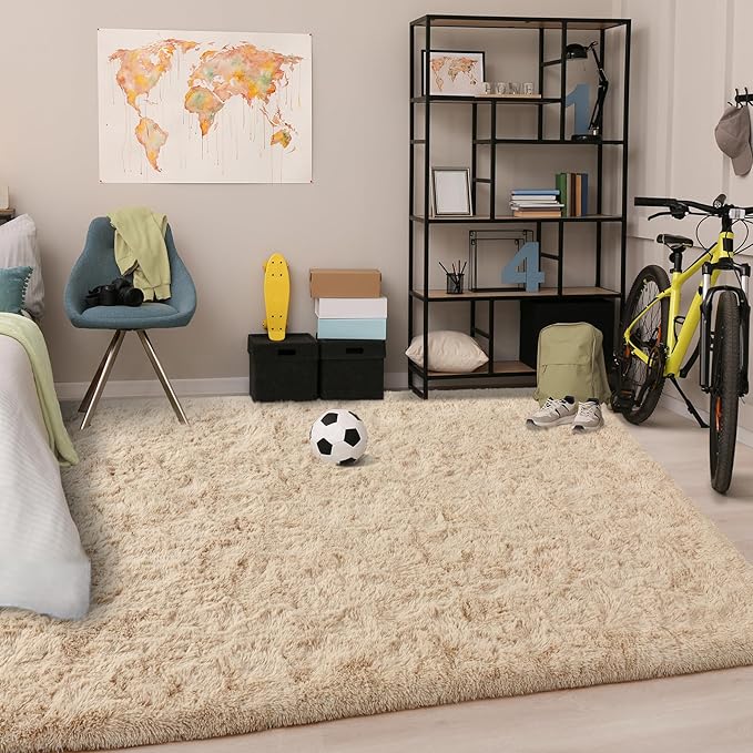 Chicrug Soft Area Rugs for Bedroom Living Room Plush Fluffy Rug 4x6 Feet, Shag Furry Area Rug Carpet Non Shedding for Nursery Children Kids Girls Room Home Decorative, Camel