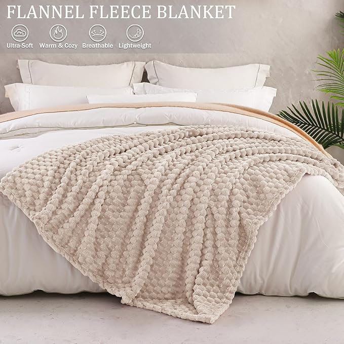 Exclusivo Mezcla Fleece California King Blanket for Bed, Oversized Fuzzy Camel Bed Blankets, Soft Cozy Plush Sofa Throws for All Seasons, 120x120 Inches