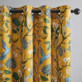Topfinel 60 Inches Long Custom Mustard Yellow Luxury Curtains for Living Room Bedroom, Blackout Vintage Victorian Curtains Floral Lemon Hummingbird Printed Grommet Drape 60 Inch Length