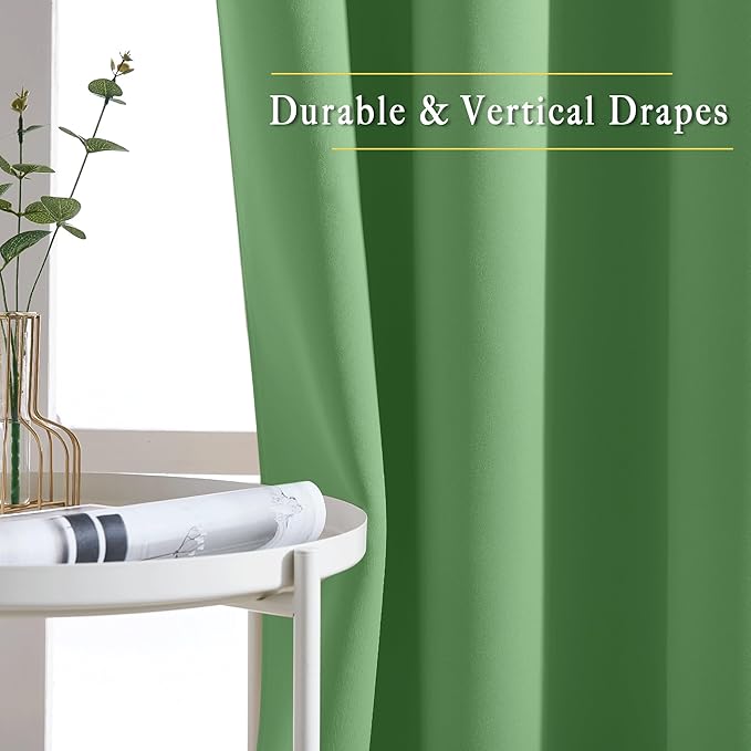 NICETOWN Forest Green Blackout Curtains Grommet - Thermal Insulated Solid Grommet Blackout Curtains/Panels/Drapes for Bedroom (2-Pack, 52 by 45-Inch)
