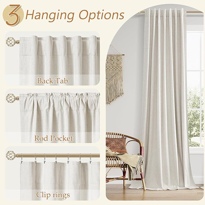 Guken Boho Blackout Curtains 72 Inch Length 2 Panels Set for Bedroom 100% Black Out Bohemian Drapes for Living Room Thermal Insulated Country Window Curtain with Back Tab Rod Pocket, 52x72
