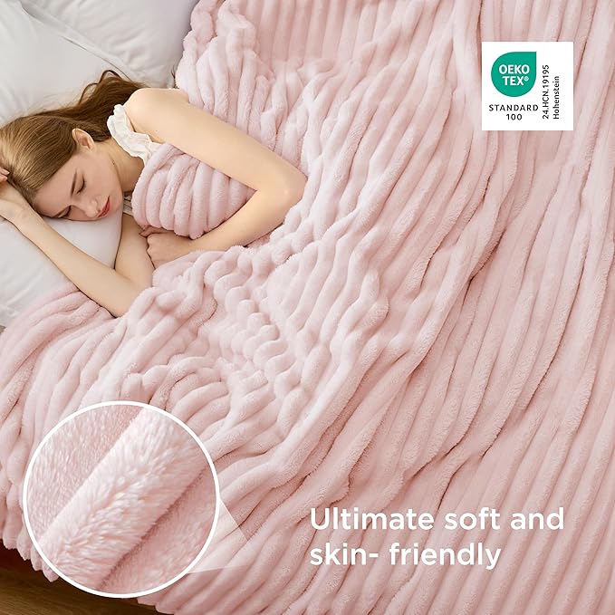 Bedsure GentleSoft California King Size Blanket for Bed - Cozy Soft Blankets for Women, Cute Large Throws for Girls, Crystal Pink, 102x96 Inches