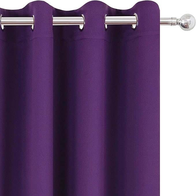 LEMOMO Purple Thermal Blackout Curtains/52 x 54 Inch/Set of 2 Panels Room Darkening Curtains for Bedroom