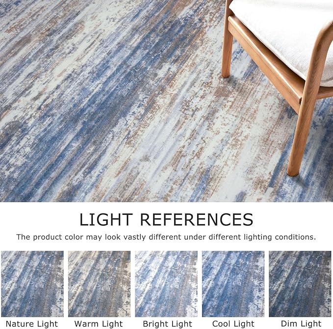 KOZYFLY Modern Abstract Washable Rug Runner 2.6x18 Hallway Rug Runner Non-Slip Soft Kitchen Runner Rugs, Blue Rust Striped Carpet for Entryway Bathroom Laundry Room Foyer
