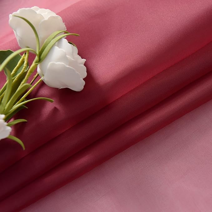 SpaceDresser Basic Rod Pocket Sheer Voile Window Curtain Panels Burgundy 1 Pair 2 Panels 52 Width 108 Inch Long for Kitchen Bedroom Children Living Room Yard(Burgundy,52 W x 108 L)