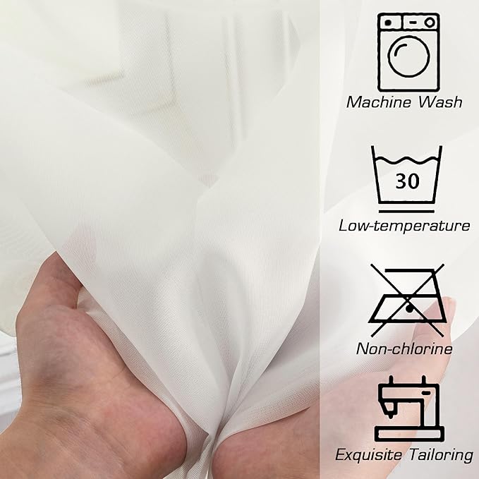 Simplebrand Ivory Sheer Curtains 84 Inches Long, Light Filtering Rod Pocket Solid Color Window Sheer Curtain Panels, Elegant Curtains & Drapes for Living Room, Bedroom 2 Panels (Ivory, 42" W x 84" L)