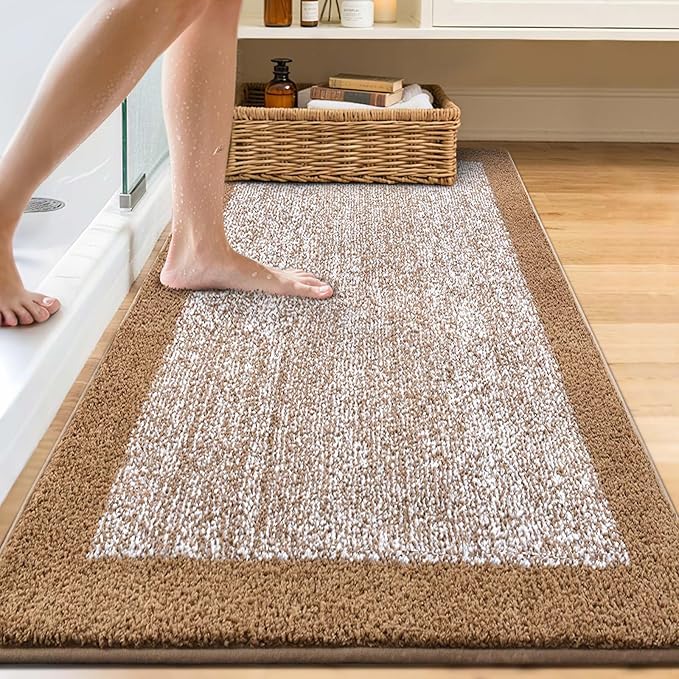 70x24 Long Bathroom Rugs Washable Non Slip, Coffee Bath Mat for Bathroom Floor Tub, Soft Absorbent Quick Dry Mats for Shower, Bathtub,Home Decor