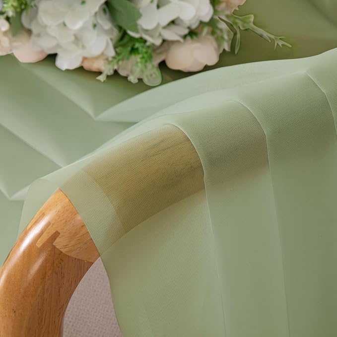 OWENIE Sheer Curtains 54 inches Long 2 Panles for Living Room Bedroom Small Windowm, Rod Pocket Light Filtering Voile Sheers Drapes, 42" W x 54" L, Light Green