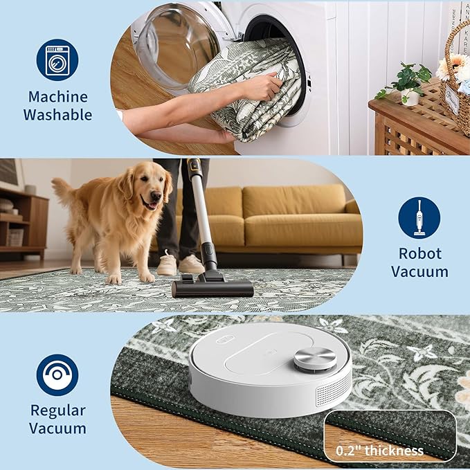GarveeHome Provence Fog 2x3 Door Mat Indoor Rugs for Entryway Small Botanical Grove Cottagecore Washable Non-Slip Low-Pile Rug for Bedroom Kitchen Bathroom Entrance