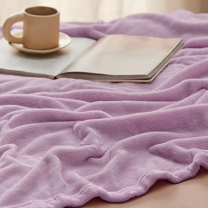 Bedsure GentleSoft Fleece Throw Blanket for Couch Lilac - Lightweight Plush Fuzzy Cozy Soft Blankets and Throws for Sofa, 50x60 inches