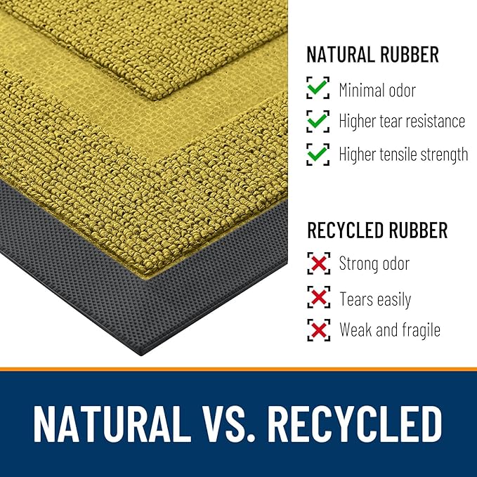 OLANLY Front Door Mat Indoor Outdoor Entrance, Waterproof All-Season, All-Weather Doormat, Sturdy Natural Rubber, Low Profile, Easy Clean Patio Porch Entryway Mat, 35x23, Lime Green
