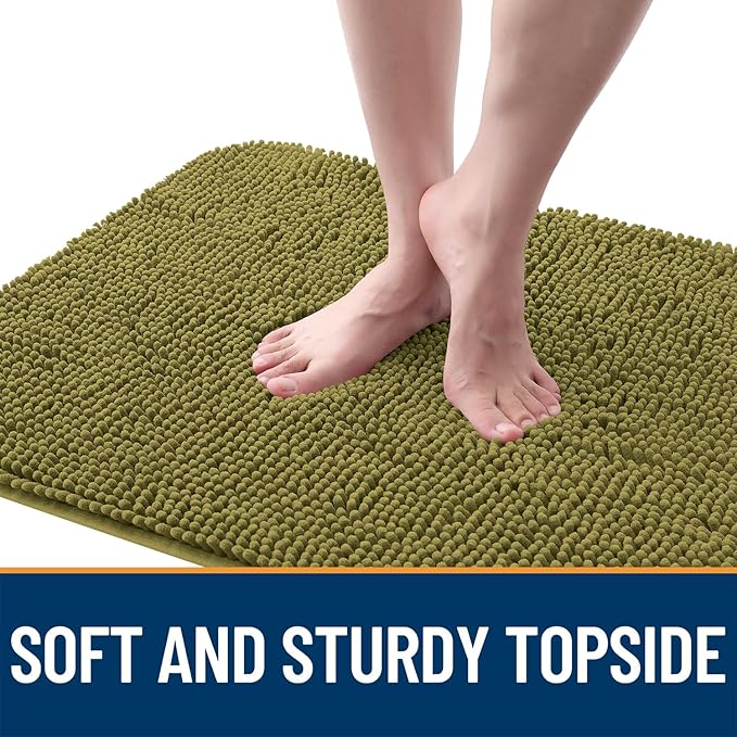 OLANLY Dog Door Mat for Muddy Paws 70x32, Absorbs Moisture and Dirt, Absorbent Non-Slip Washable Doormat, Quick Dry Chenille Mud Mat, Entry Indoor Entryway Carpet for Inside Floor, Willow Green