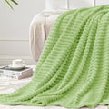 BEDELITE Fleece Blanket Twin Size – 3D Ribbed Jacquard Soft and Warm Decorative Fuzzy Blankets – Cozy, Fluffy, Plush Lightweight Throw Blankets for Couch, Bed, Sofa(Sage Green, 60x80 inches)