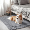 OLANLY 2x2 Machine Washable Small Rug, Soft Fluffy Shaggy Throw Rug for Bedroom, Entryway, Indoor Floor Carpet for Kids, Nursery, Home Decor, Light Grey