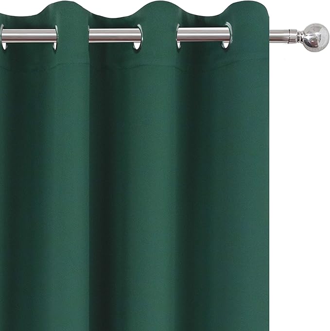LEMOMO Dark Green Blackout Curtains 66 x 63 Inch Length/Set of 2 Curtain Panels/Thermal Insulated Room Darkening Blackout Curtains for Bedroom