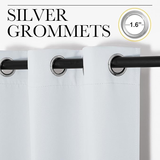 NICETOWN Blackout Curtains Panels for Bedroom, 2 Panels, 52 x 70 Inch, Greyish White, 3 Pass Microfiber Noise Reducing Thermal Insulated Solid Ring Top Blackout Window Drapes