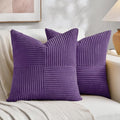 Fancy Homi 2 Packs Purple Big Decorative Throw Pillow Covers 24x24 Inch for Living Room Couch Bed, Farmhouse Boho Home Decor, Soft Corss Corduroy Patchwork Accent Square Cushion Case 60x60 cm