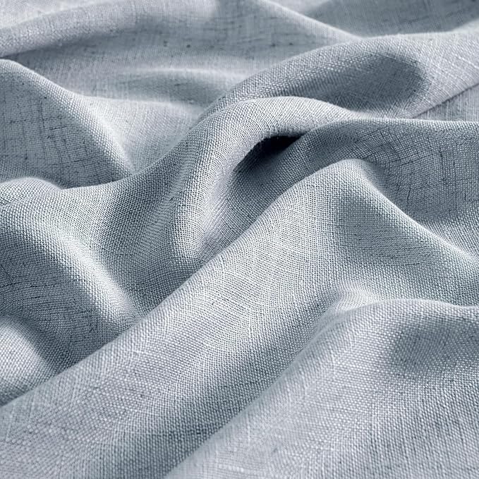 MIULEE Chambray Blue Linen Curtains 72 Inch Length 2 Panels for Bedroom Living Room, Soft Linen Textured Window Drapes Semi Sheer Light Filtering Back Tab Rod Pocket Farmhouse Modern Burlap Look Decor