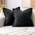 MIULEE Decorative Throw Pillow Covers for Couch Bed Livingroom 18x18 Inch Set of 2 Black Boho Accent Throw Pllows Broadside Striped Patchwork Soft Corduroy Pillowcases