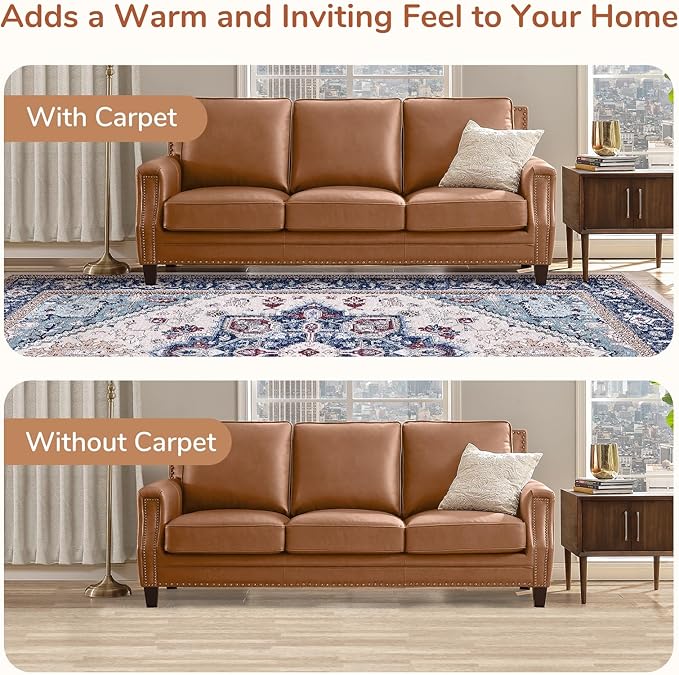 OPPODREAM Soft 6x9 Area Rugs, Washable Rug 6x9 with Non Slip Backing, Faux Cashmere Low-Pile 6 x 9 Carpet, Navy Blue & Red & Cream