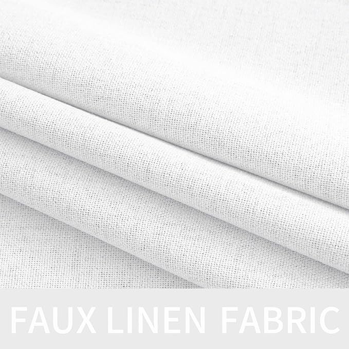 MIULEE 100% Blackout Linen Textured Curtains for Bedroom Solid Thermal Insulated Bright White Grommet Room Darkening Curtains & Drapes Luxury Decor for Living Room Nursery 52 x 84 Inch (2 Panels)