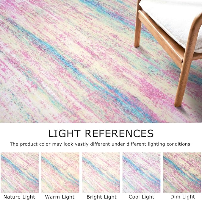 KOZYFLY Modern Abstract Pink 3x5 Area Rug Washable Girls Kids Bedroom Rug Throw Entry Mat Non-Slip Carpet Dining Room Rug with Soft Low Pile for Living Room Kitchen Bath Office