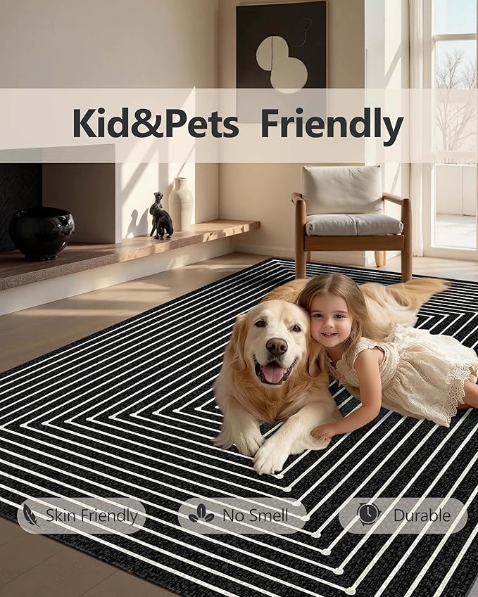 Latte&Fog 3x5 Entryway Rug Indoor, Modern Abstract Washable Area Rug, Boho Non Slip Low Pile Throw Carpet for Indoor Bedroom Bedside, Kitchen, Entry and Living Room