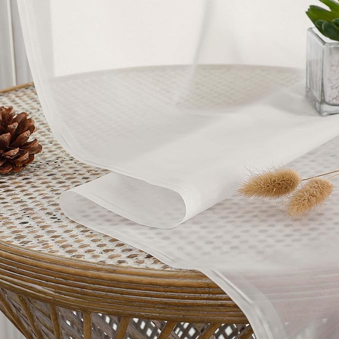 Chyhomenyc Ivory Sheer Curtains 84 Inches Long 2 Panels, Light Filtering Ivory Curtains for Living Room, Soft Gentle Voile Rod Pocket Bedroom Window Drapes, 59Wx84L Inch, 2PCS