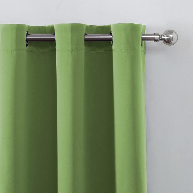 LEMOMO Light Green Bedroom Blackout Curtains for Living Room/42 x 63 Inch Long/Set of 2 Panels Thermal Insulated Fashion Boys Room Curtains