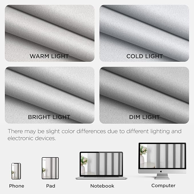 Joydeco Blackout Patio Sliding Door Curtains 90 Inches Long, Grommet Privacy Room Divider Curtains, Extra Wide Thermal Blackout Drapes for Bedroom Living Room (Greyish White, 80Wx90L, 1 Panel)