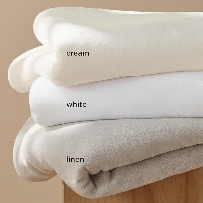 Bedsure Fleece Throw Blanket for Couch Cream - Lightweight Plush Fuzzy Cozy Soft Blankets and Throws for Sofa, 50x60 inches