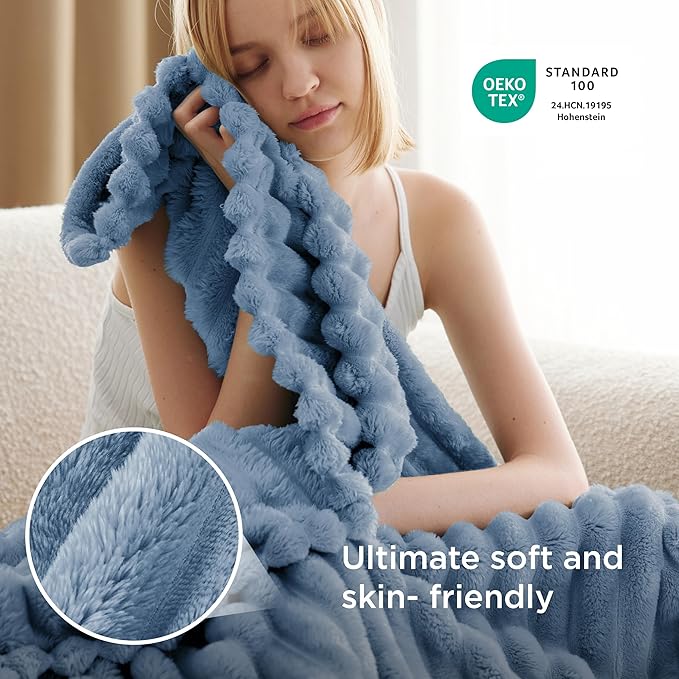 Bedsure GentleSoft Throw Blanket for Couch - Cozy Soft Blankets for Women, Cute Small Throws for Girls, Blue, 50x70 Inches
