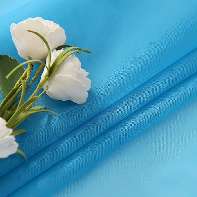 SpaceDresser Basic Rod Pocket Sheer Voile Window Curtain Panels Cyan Blue 1 Pair 2 Panels 52 Width 63 Inch Long for Kitchen Bedroom Children Living Room Yard(Cyan Blue,52 W x 63 L), adult