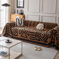 HANDONTIME Boho Geometric Couch Covers for Sofa Pet Friendly Brown and Black Sofa Covers Washable Chenille Couch Blanket Cover for 3 4 Cushion Couches Pet Protector Furniture Cover Soft, 71" X 134"