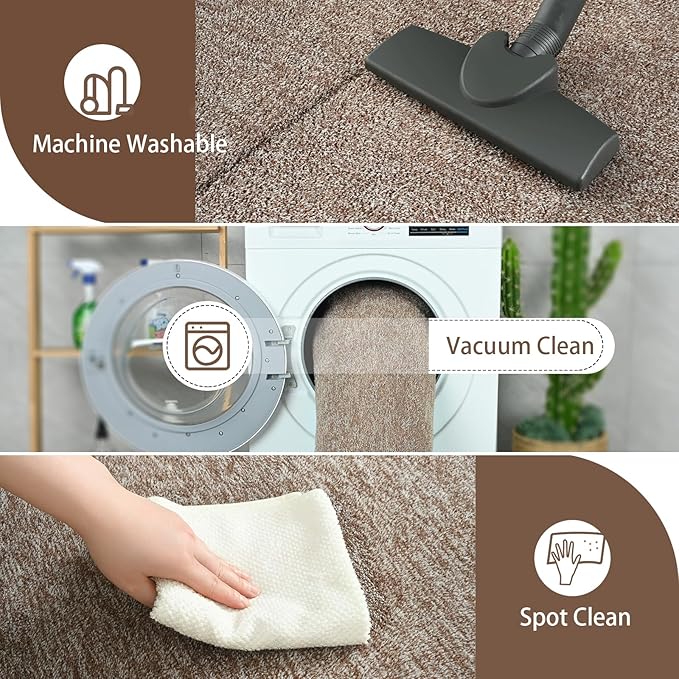 AROGAN Washable 3x8 Runner Rug for Hallway, Long Runner Rugs wtih Soft Memory Foam for Bedroom, Non Slip Backing Carpet Runners for Hallways, Kitchen, Bathroom, Entryway Home Decor, Matte Brown