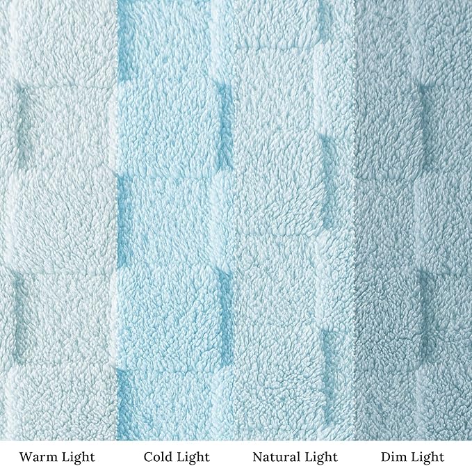 Exclusivo Mezcla King Size Flannel Fleece Blanket, Super Soft and Warm Lightweight Checkered Pattern Blankets for All Seasons, 90x104 Inches, Light Blue