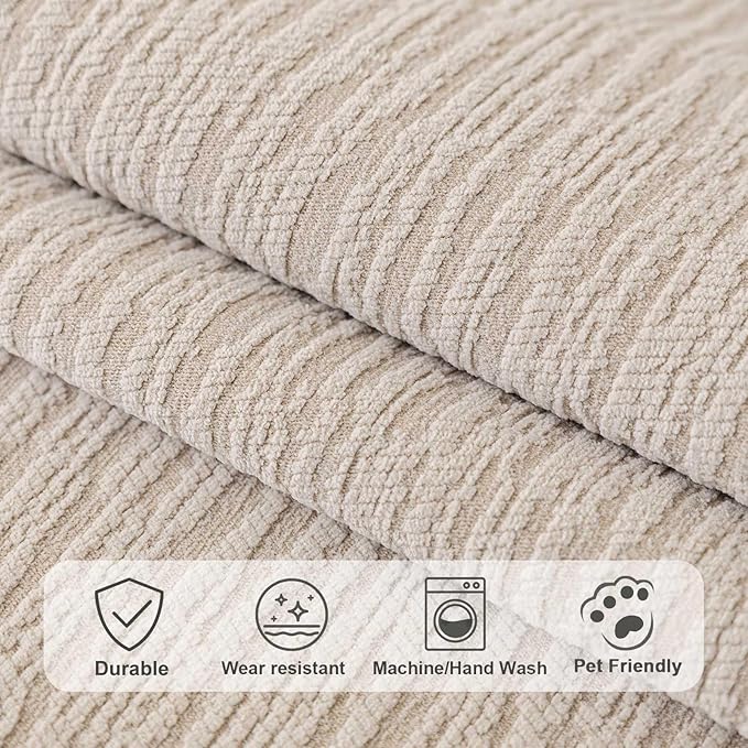 Soft Waterproof Chenille Cover Washable, Non Slip Sectional Sofa Covers for 3 Cushion Couch Sofa L Sharped Sofa Slipcover for Pets, Furniture Protector (1 PCS 27"x27" Coffee)