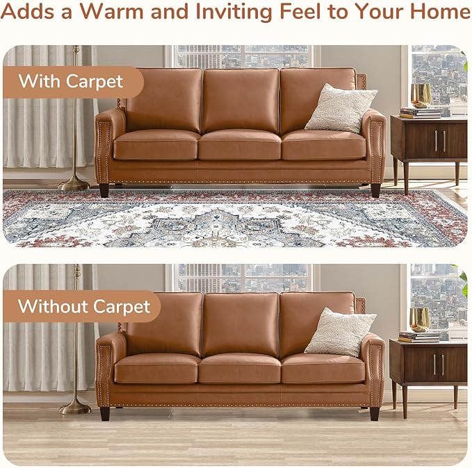 OPPODREAM Soft Entryway Rug 2x10, 2x10 Rug Runner, Washable Hallways Carpet 2 x 10 with Non Slip Backing, Low-Pile Bedside Carpet 2 x 10, Long, Faux Cashmere, Red & Grey