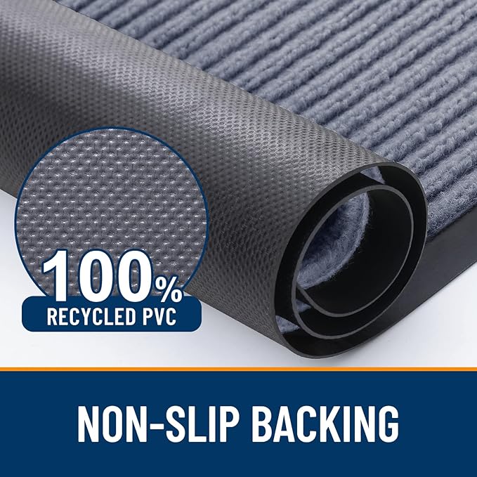 OLANLY Front Door Mat Indoor Outdoor Entrance, Waterproof Heavy Duty Doormat, Fade Resistant, Low Profile, Easy Clean Patio Porch Welcome Floor Mats for Entry, 47x34, Ash Grey