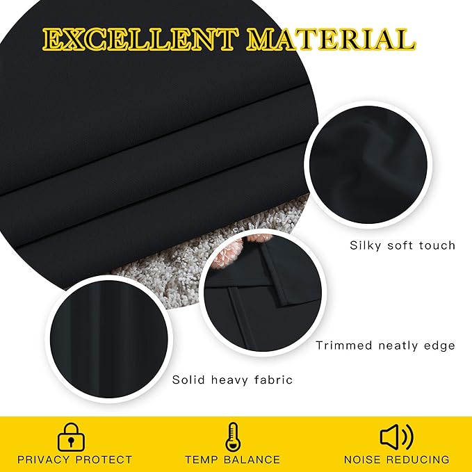 NICETOWN Black Out Curtains 96 inches Long for Living Room, Grommet Thermal Insulated Blackout Window Treatments Room Darkening Drapes for Bedroom, W52 x L96, 2 Panels